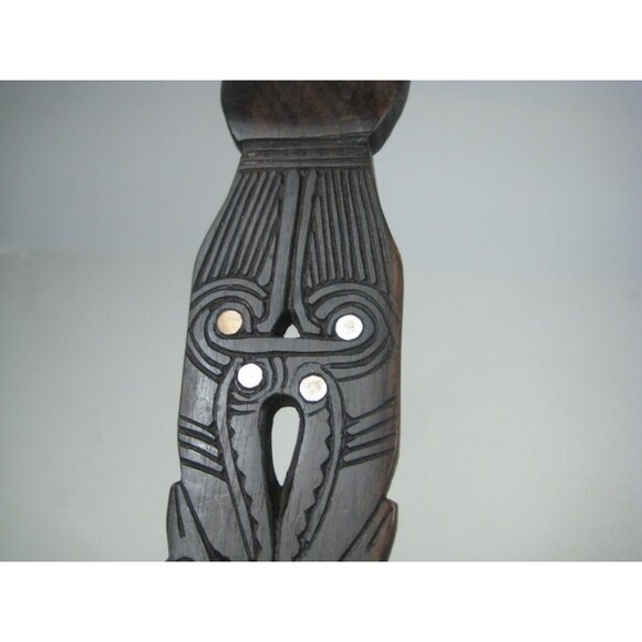 Carved Wooden Fork Spoon Salad Serving Set Tribal Home Kitchen Decor Inlay - Picture 3 of 12